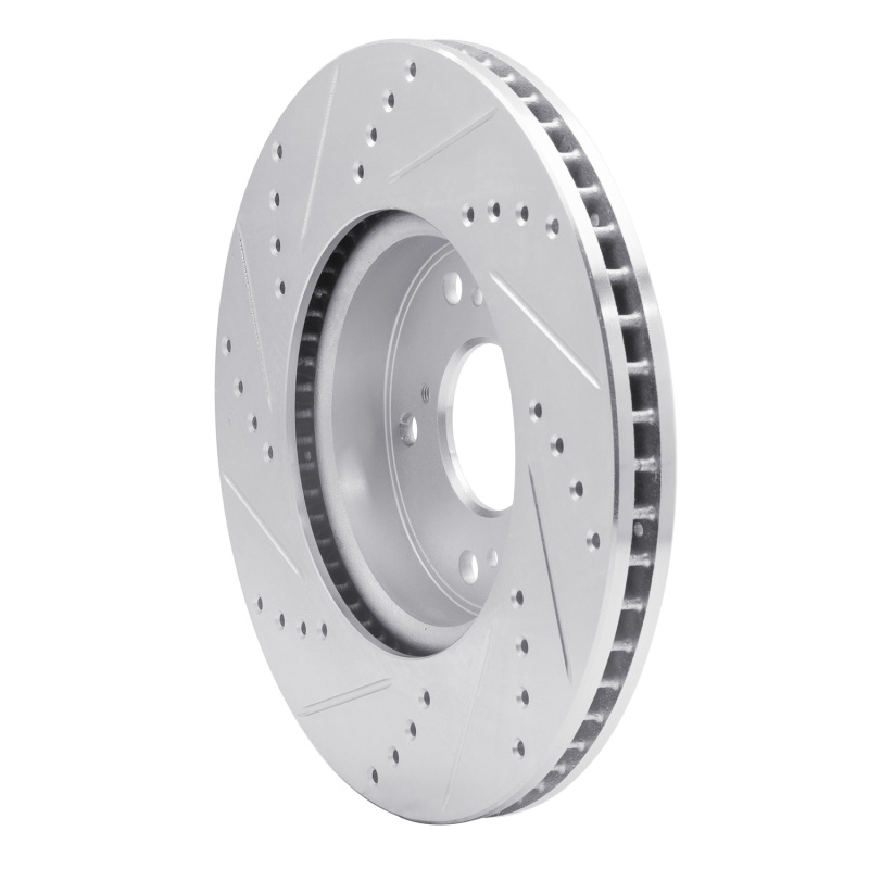 Honda Accord Brake Rotor (1) - Front Right - R1 Concepts - Drilled & Slotted - Silver - `13-`22